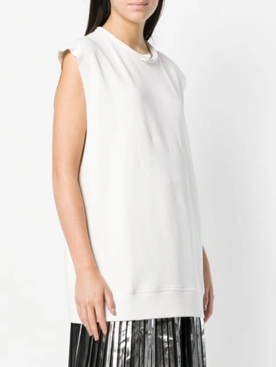 Shop Mm6 Maison Margiela Plain Sleeveless Sweatshirt - White