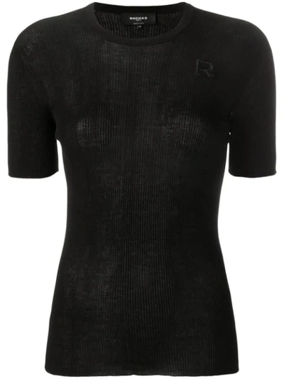 Shop Rochas Knitted Logo Top In Black