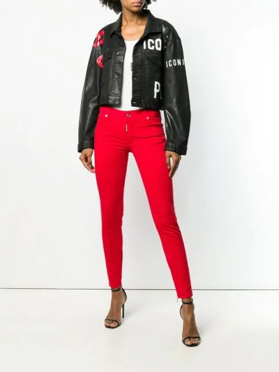 Shop Dsquared2 Twiggy Cropped Jeans In Red