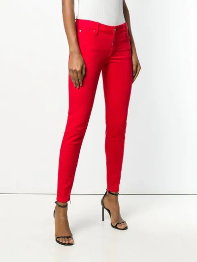 Shop Dsquared2 Twiggy Cropped Jeans In Red