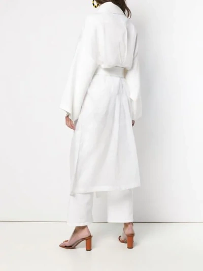 Shop Loewe Panelled Longline Coat In White