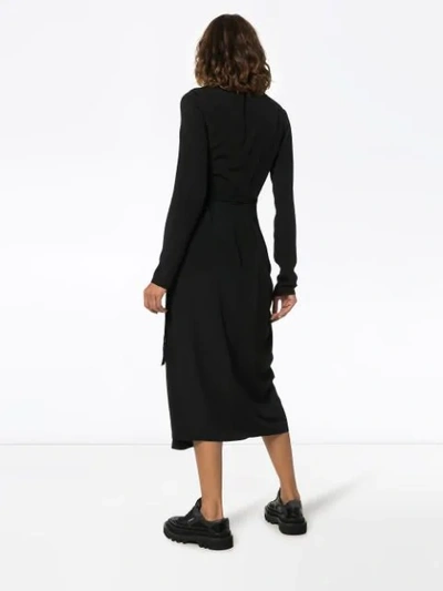 Shop Rick Owens Draped Wrap Dress In Black