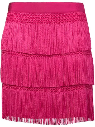Shop Alberta Ferretti Flapper Fringe Skirt In Pink