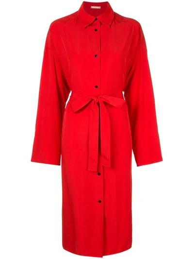 Shop Nehera Belted Shirt Dress In Red