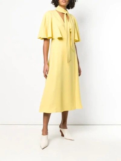 Shop Valentino Scarf Neck Dress In Yellow