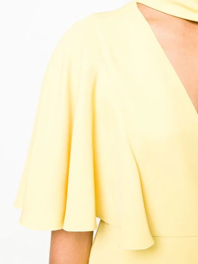 Shop Valentino Scarf Neck Dress In Yellow