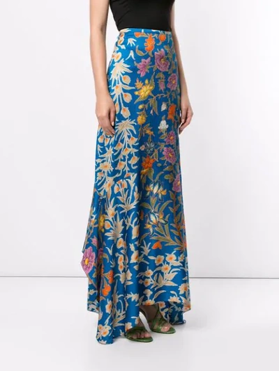 Shop Peter Pilotto Floral Print Maxi Skirt In Botanical Blue