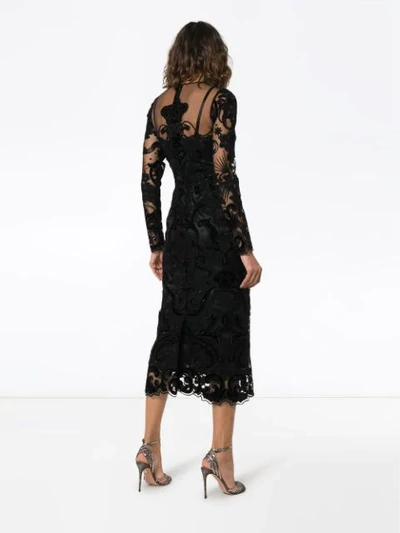 Shop Dolce & Gabbana Lace Embellished Silk Midi Dress In Black