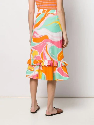 Shop Emilio Pucci Rivera Print Ruffled Skirt - Orange