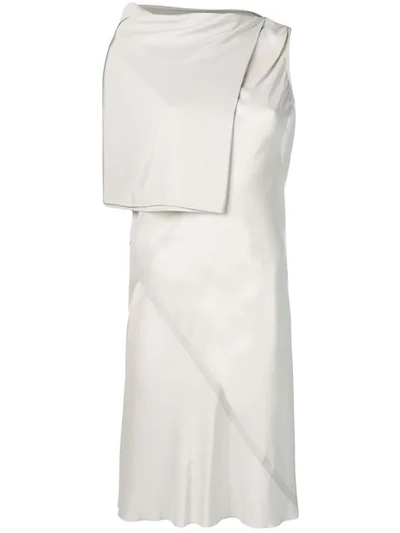 Shop Rick Owens Asymmetric Midi Dress In Neutrals