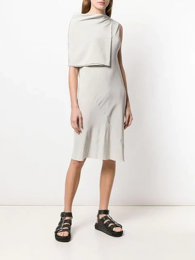 Shop Rick Owens Asymmetric Midi Dress In Neutrals