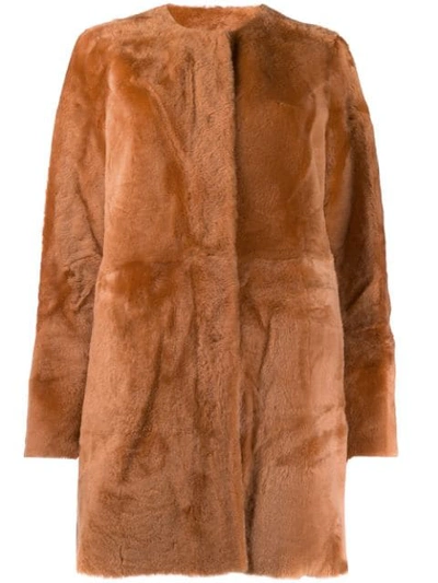 Shop Drome Collarless Coat In Neutrals