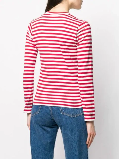 COMME DES GARÇONS PLAY HEART LOGO STRIPED T-SHIRT - 红色