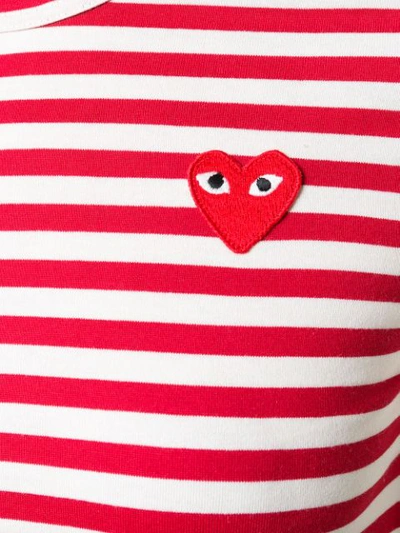 Shop Comme Des Garçons Play Heart Logo Striped T-shirt In Red