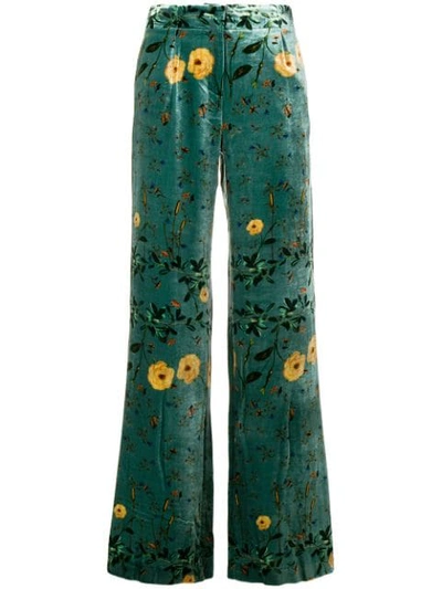 Shop Ailanto Floral Print Trousers In Green