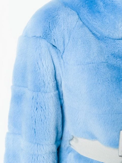 Shop Liska Longsleeved Belted Waist Jacket In Blue