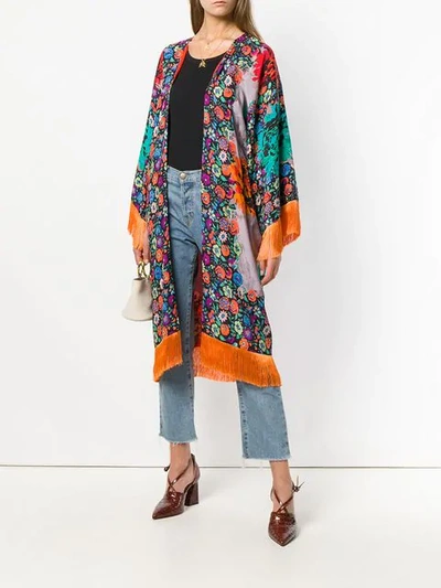 Etro Floral Print Poncho In Yellow