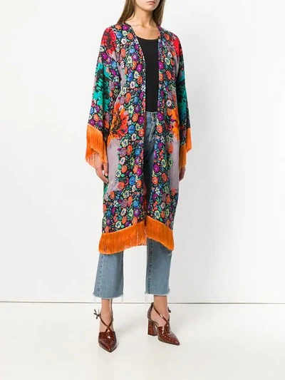 Etro Floral Print Poncho In Yellow