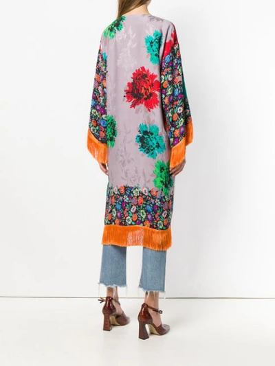 Shop Etro Floral Print Poncho In Yellow