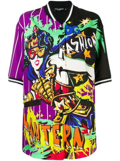 Shop Dolce & Gabbana Comic Print Short-sleeve Shirt In Purple