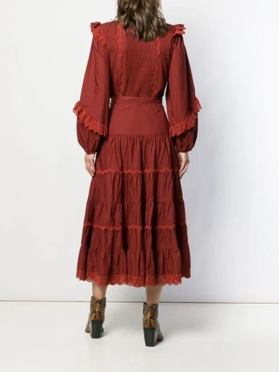 Shop Ulla Johnson Embroidered Flared Skirt In Bordeaux