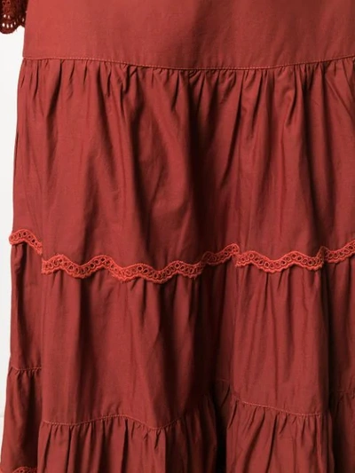 Shop Ulla Johnson Embroidered Flared Skirt In Bordeaux