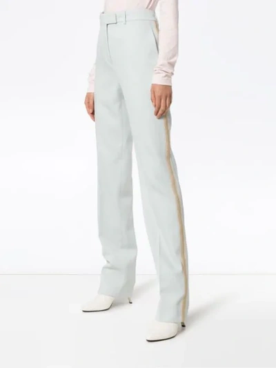 Calvin Klein 205w39nyc Straight Leg Wool Trousers With Tuxedo Stripe In Blue