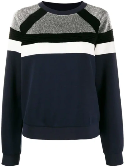 Shop Sandro Colour Block Sweatshirt In Blue