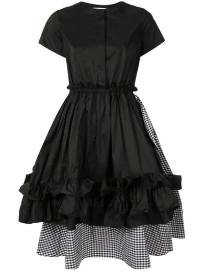 Shop Dice Kayek Layered Checked Ruffle Dress In Black