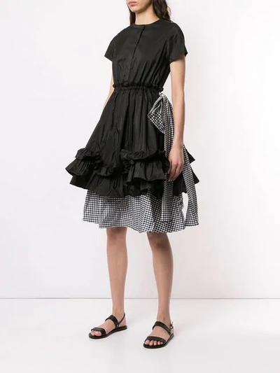 Shop Dice Kayek Layered Checked Ruffle Dress In Black