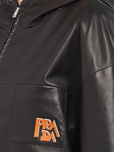 Shop Prada Nappa Leather Hooded Jacket In Black