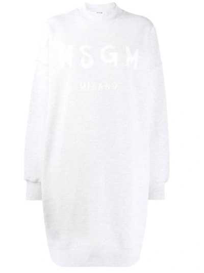 Shop Msgm Logo Jumper Dress In Grey
