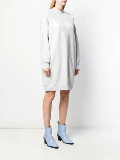 Shop Msgm Logo Jumper Dress In Grey
