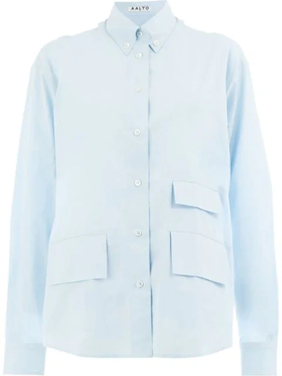 Shop Aalto Longsleeved Pocket Shirt In Blue