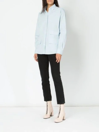 Shop Aalto Longsleeved Pocket Shirt In Blue