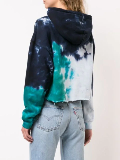 Shop Re/done Cropped Tie Dye Hoodie In Blue