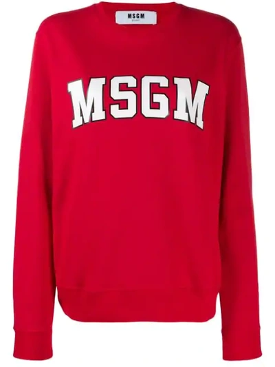 Shop Msgm Logo Sweatshirt In Red