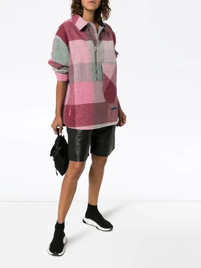 Shop We11 Done Check Print Zipped Shirt In Pink