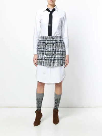 Shop Thom Browne Front-buttoned Reflective Tweed Mini Skirt - Grey