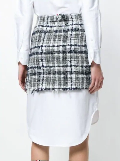 Shop Thom Browne Front-buttoned Reflective Tweed Mini Skirt - Grey