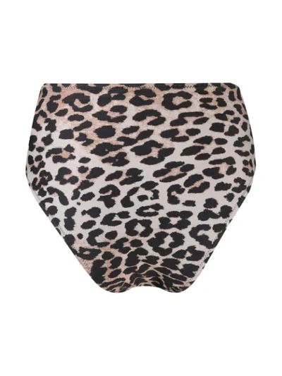 Shop Ganni Leopard Print Bikini Briefs In Neutrals