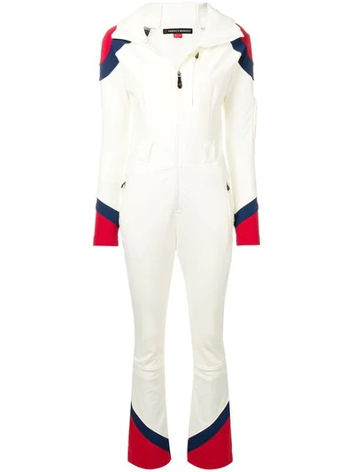 Perfect Moment Allos Chevron-panel Hooded All-in-one Ski Suit In Red |  ModeSens