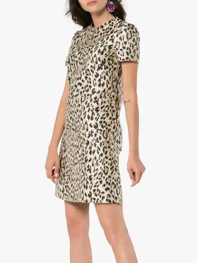 Shop Valentino Leopard Print Mini Dress In Brown