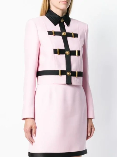 Shop Versace Contrast Trim Jacket In Pink