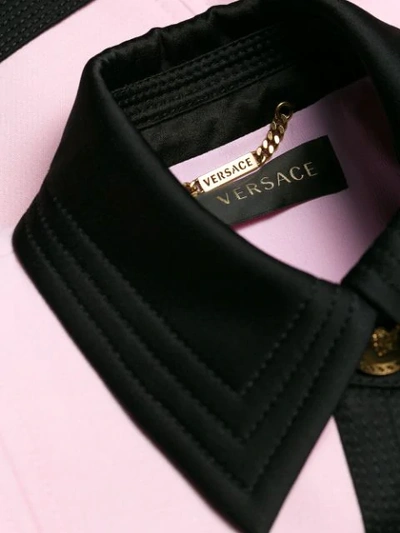 Shop Versace Contrast Trim Jacket In Pink