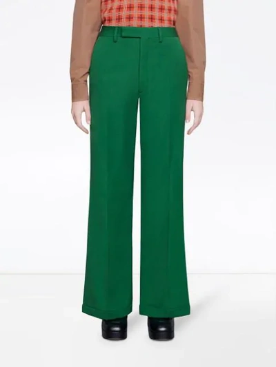 Shop Gucci Wool Ankle Pant In 3724 Green