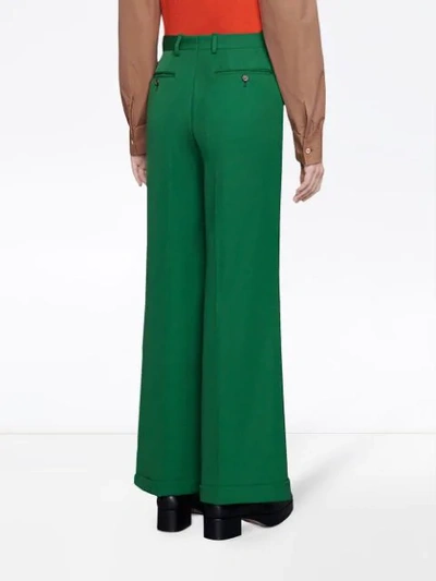Shop Gucci Wool Ankle Pant In 3724 Green
