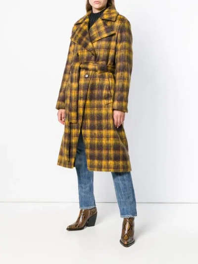 Shop Aalto Checked Belted Coat - Brown