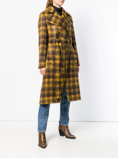 Shop Aalto Checked Belted Coat - Brown
