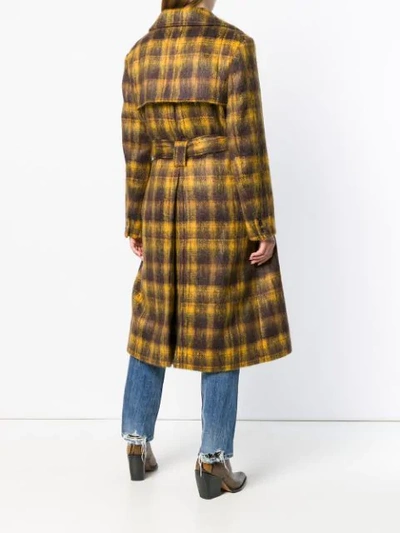 Shop Aalto Checked Belted Coat - Brown